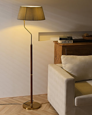 Bergboms Angled Wood Brass Floor Lamp