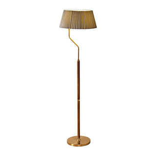 Bergboms Angled Wood Brass Floor Lamp