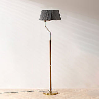 Bergboms Angled Wood Brass Floor Lamp