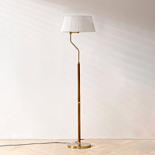 Bergboms Angled Wood Brass Floor Lamp
