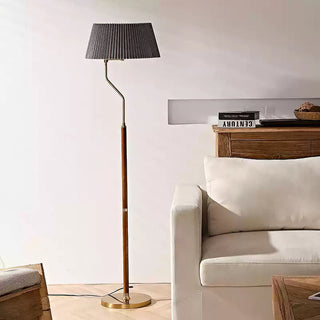 Bergboms Angled Wood Brass Floor Lamp