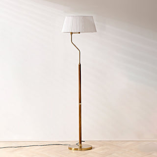 Bergboms Angled Wood Brass Floor Lamp