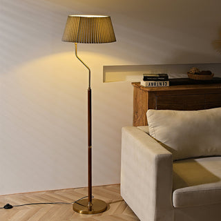 Bergboms Angled Wood Brass Floor Lamp