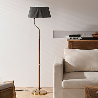 Bergboms Angled Wood Brass Floor Lamp