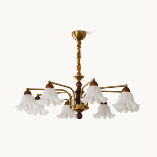 Blossom Brass Dark Wood 8-Light Chandelier
