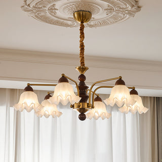 Blossom Brass Dark Wood 8-Light Chandelier