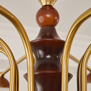 Blossom Brass Dark Wood 8-Light Chandelier