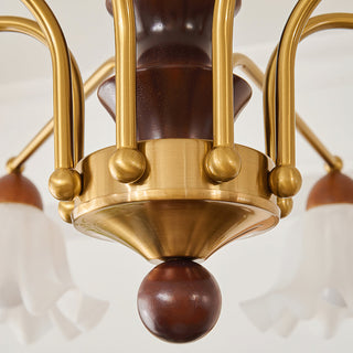 Blossom Brass Dark Wood 8-Light Chandelier