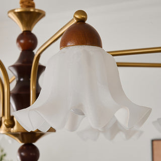 Blossom Brass Dark Wood 8-Light Chandelier