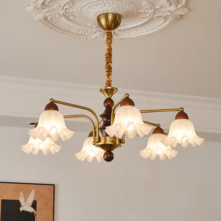 Blossom Brass Dark Wood 8-Light Chandelier