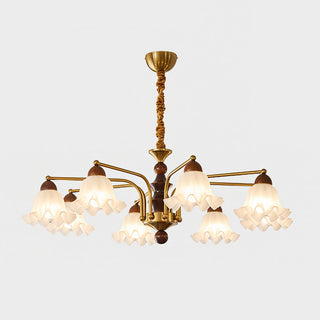 Blossom Brass Dark Wood 8-Light Chandelier