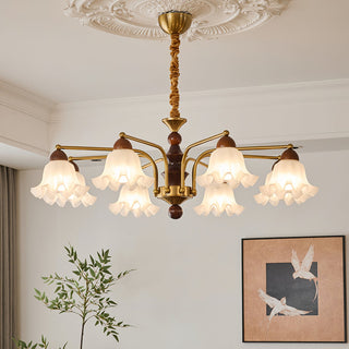 Blossom Brass Dark Wood 8-Light Chandelier