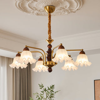 Blossom Brass Dark Wood 8-Light Chandelier