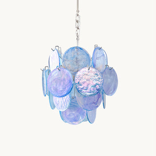Lila Blue Glass Disc Chandelier