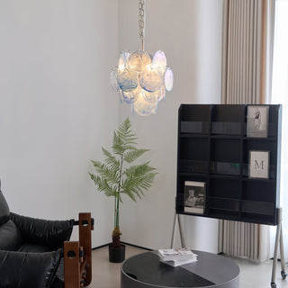 Lila Blue Glass Disc Chandelier