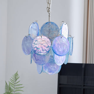 Lila Blue Glass Disc Chandelier