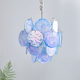Lila Blue Glass Disc Chandelier
