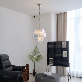 Lila Blue Glass Disc Chandelier
