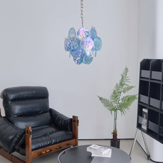 Lila Blue Glass Disc Chandelier