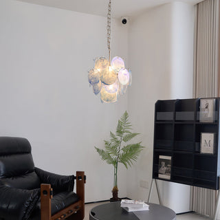 Lila Blue Glass Disc Chandelier