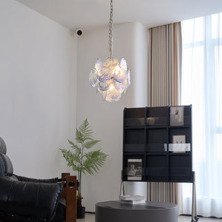Lila Blue Glass Disc Chandelier