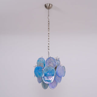 Lila Blue Glass Disc Chandelier