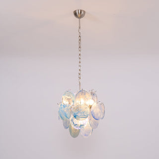 Lila Blue Glass Disc Chandelier