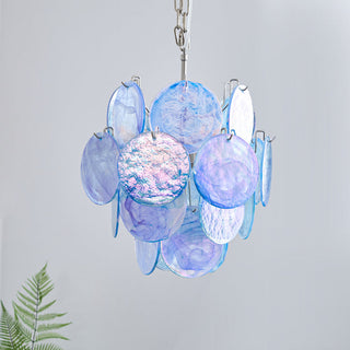 Lila Blue Glass Disc Chandelier