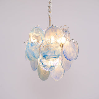 Lila Blue Glass Disc Chandelier