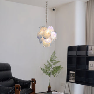 Lila Blue Glass Disc Chandelier