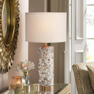 Iona Shell Mosaic Column Table Lamp