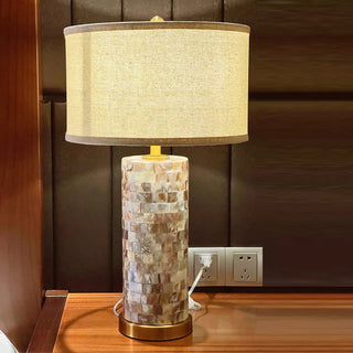 Iona Shell Mosaic Column Table Lamp