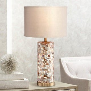 Iona Shell Mosaic Column Table Lamp