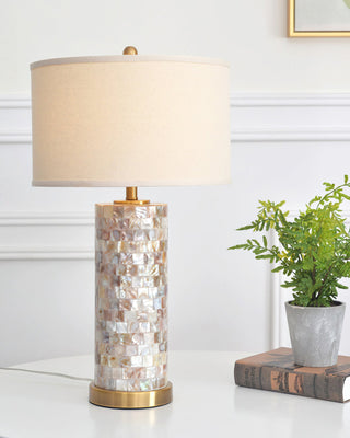 Iona Shell Mosaic Column Table Lamp