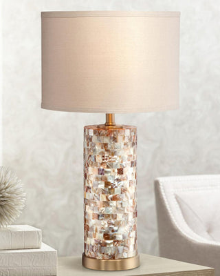 Iona Shell Mosaic Column Table Lamp