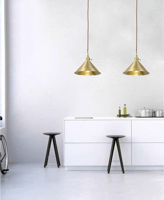 Cone Farmhouse Brass Pendant Light