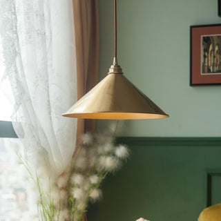 Cone Farmhouse Brass Pendant Light