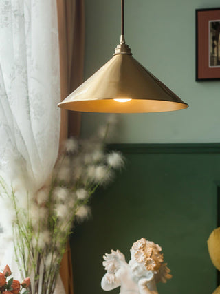 Cone Farmhouse Brass Pendant Light
