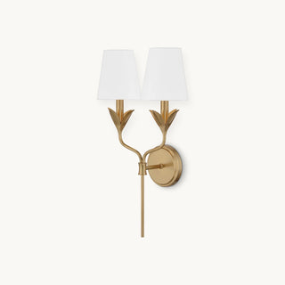 Arianna Classic Double Brass & Fabric Wall Sconce