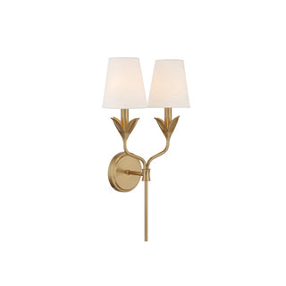Arianna Classic Double Brass & Fabric Wall Sconce