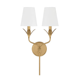 Arianna Classic Double Brass & Fabric Wall Sconce