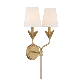 Arianna Classic Double Brass & Fabric Wall Sconce