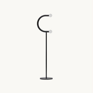 C Curved Black Metal & Opal Glass Floor Lamp