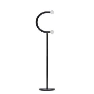 C Curved Black Metal & Opal Glass Floor Lamp