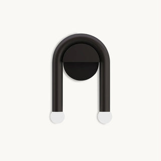 Curved Black Metal & Opal Glass Sconce