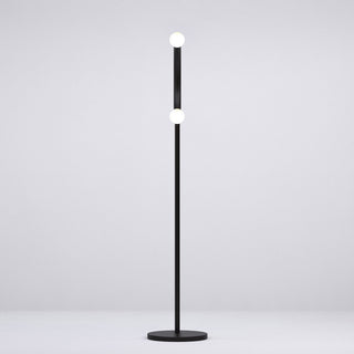 C Curved Black Metal & Opal Glass Floor Lamp