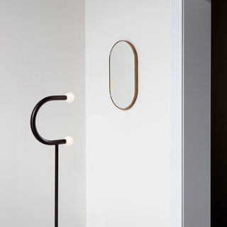 C Curved Black Metal & Opal Glass Floor Lamp