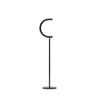 C Curved Black Metal & Opal Glass Floor Lamp