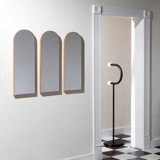 C Curved Black Metal & Opal Glass Floor Lamp