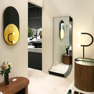 C Curved Black Metal & Opal Glass Floor Lamp